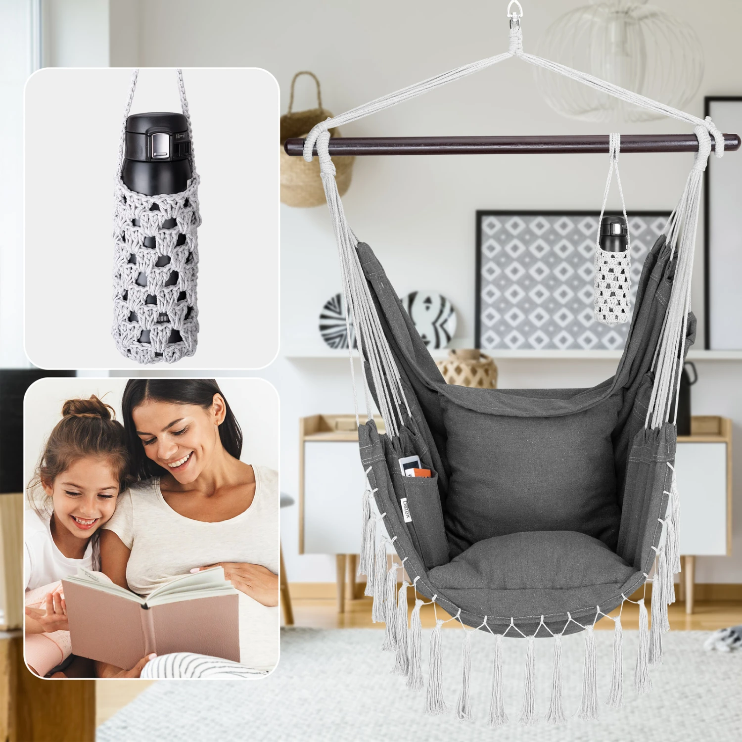 Hängesessel Anthrazit 170x100x150cm – Bild 6