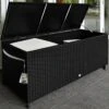 Polyrattan-Auflagenbox Schwarz 117,5x55x64,5cm Mit Rollen