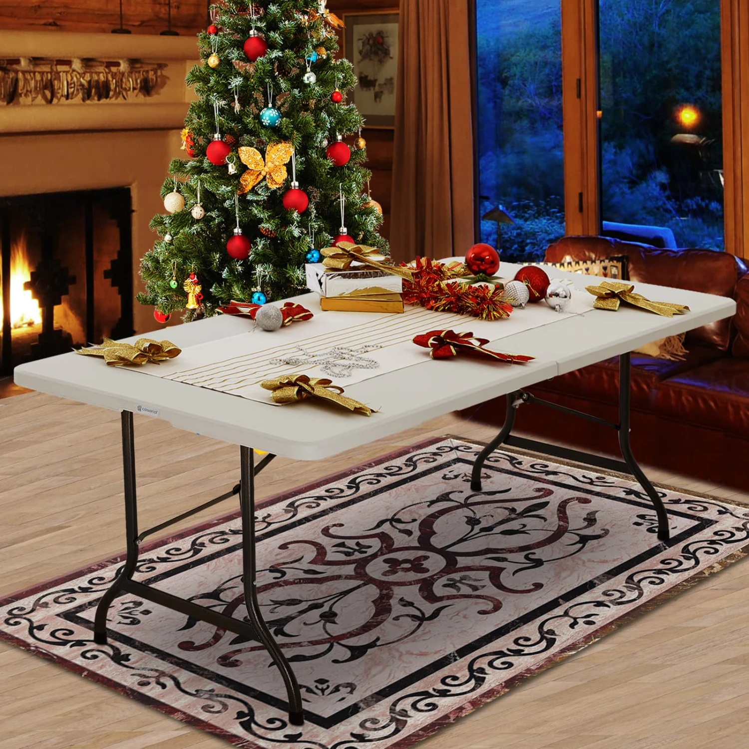 Gartentisch Weiß Kunststoff 220x70x72cm Klappbar – Bild 8