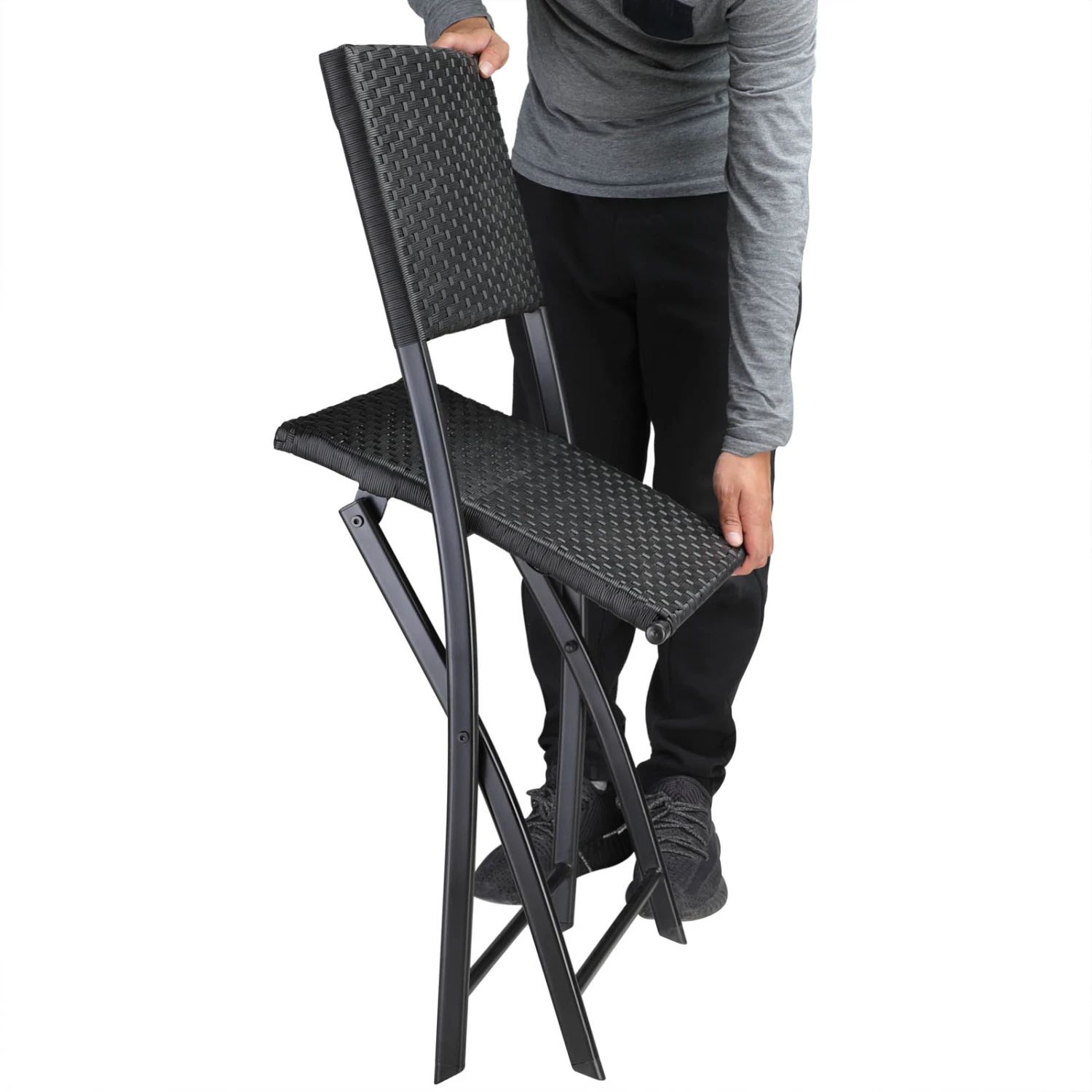 Polyrattan Klappstuhl Rom 2er-Set Schwarz – Bild 3