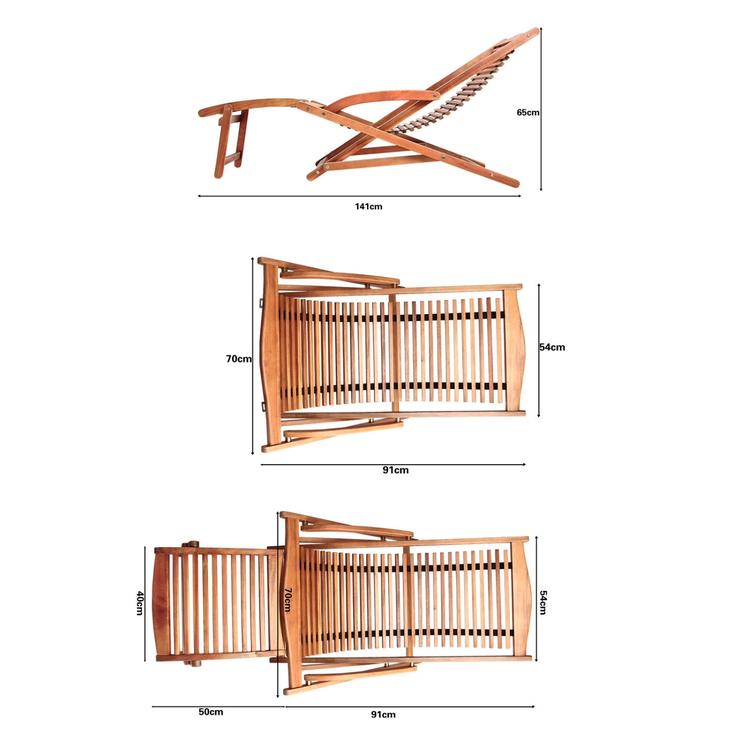 Sonnenliege Akazienholz Inkl. Kopfkissen â Bild 5