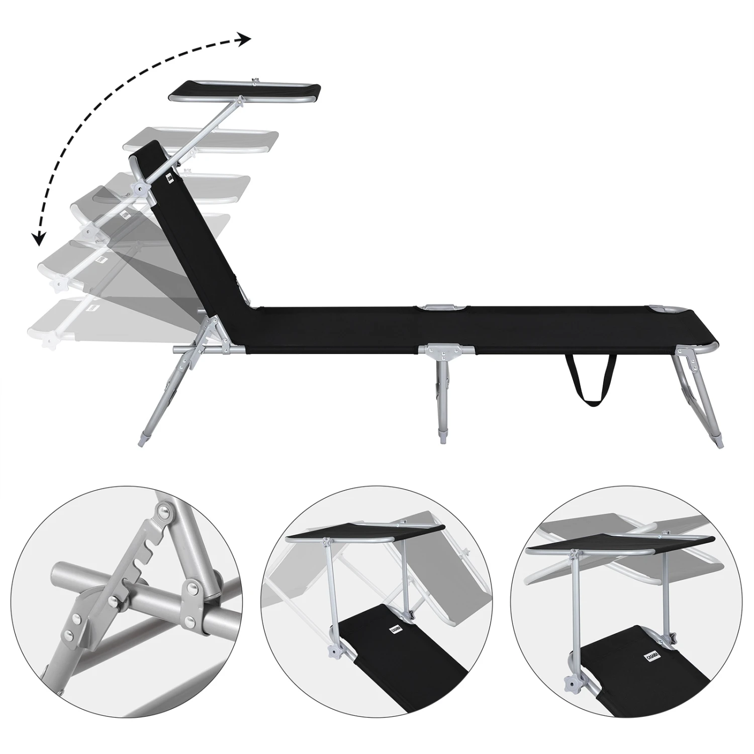 Sonnenliege Hawaii 2er-Set Anthrazit Alu 195x60x30cm â Bild 4