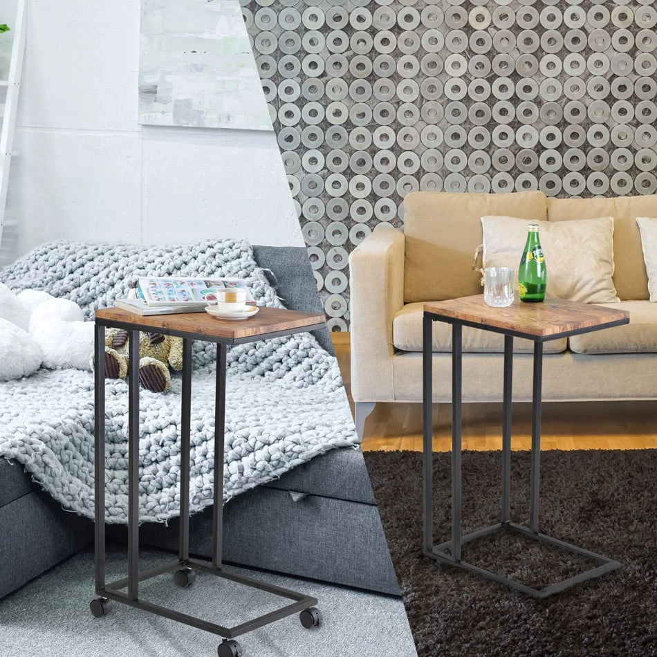 Beistelltisch Schwarz 50x35x65/70cm Mit Rollen – Bild 6