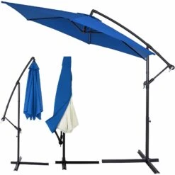 Ampelschirm Blau Alu Ø330cm UV-Schutz 50+ + Abdeckung