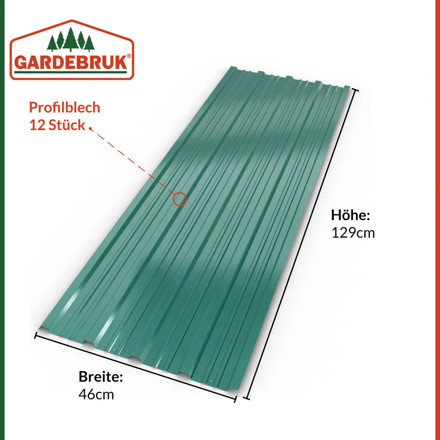 Trapezblech 12er-Set Grün 129x46cm Gelocht – Bild 7
