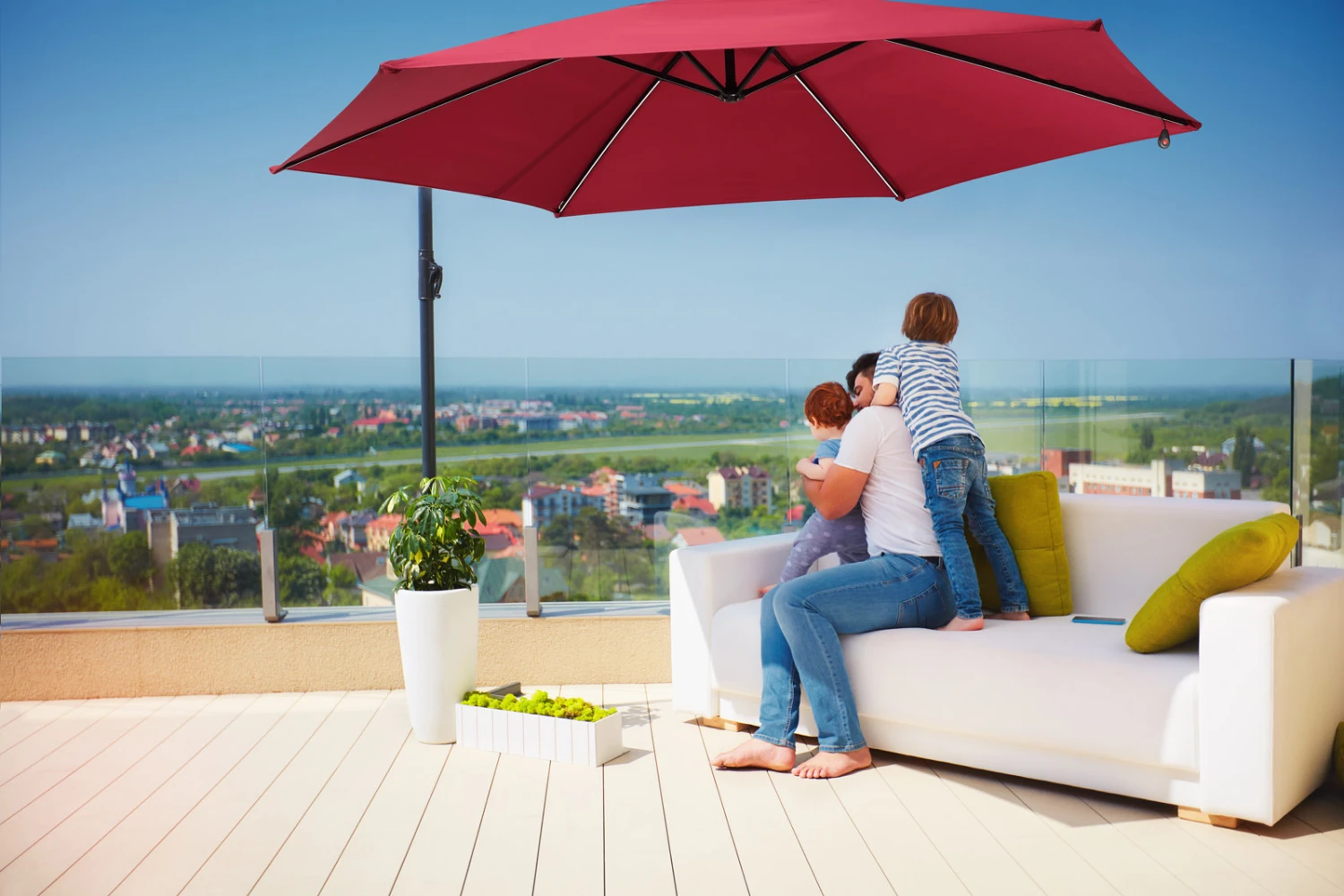 LED Solar Ampelschirm Mali Rot Ø330cm – Bild 11