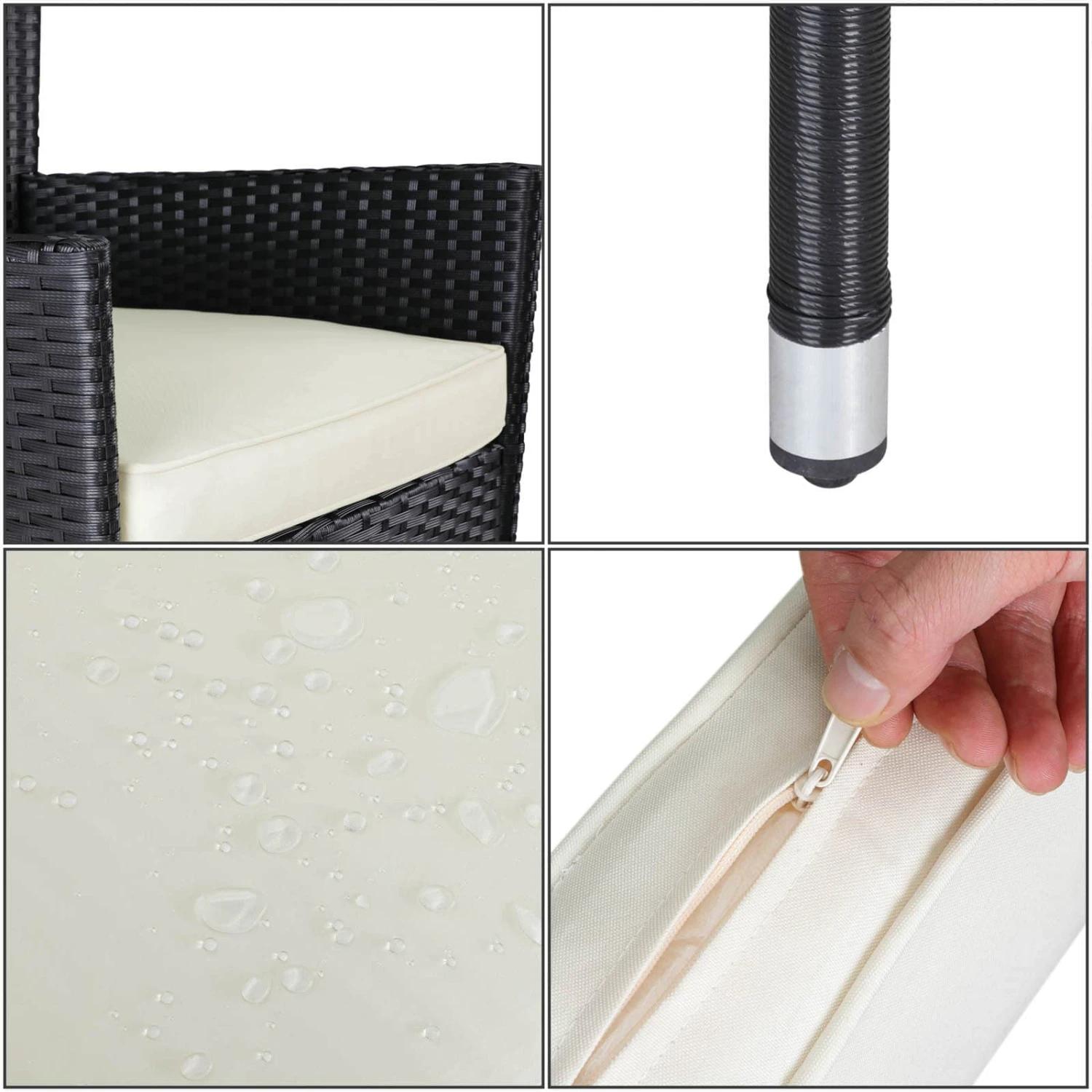 Polyrattan Garten-Sitzgruppe Mailand 7-tlg. Schwarz/Creme â Bild 6