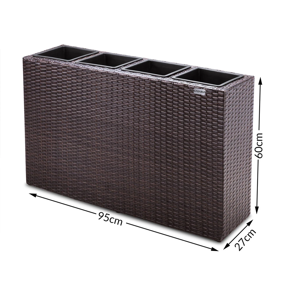 Polyrattan Blumentopf Braun 95x27x60cm – Bild 7