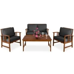 Garten-Sitzgruppe Atlas 4-tlg. Anthrazit Akazienholz