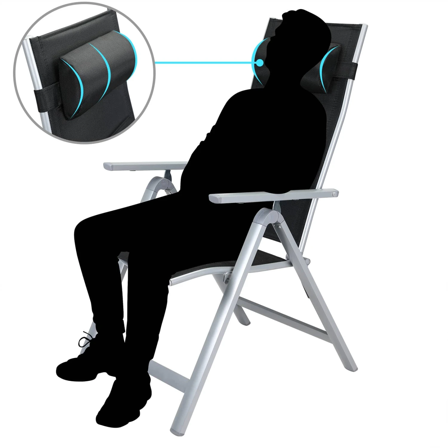 Gartenstuhl Bern Premium 4er-Set Silber Gepolstert – Bild 3