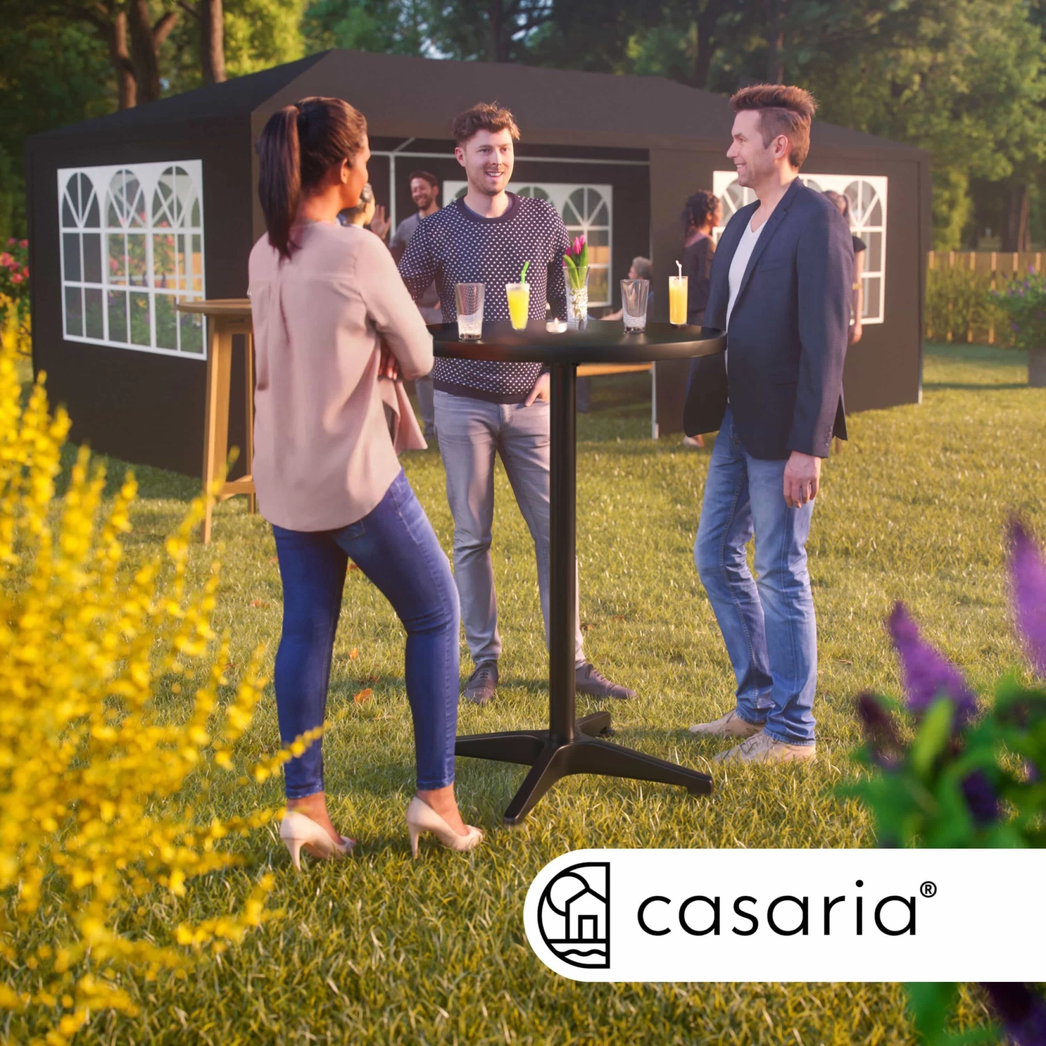 Stehtisch 2er-Set Schwarz Alu Ø60cm Klappbar, Höhenverstellbar – Bild 4