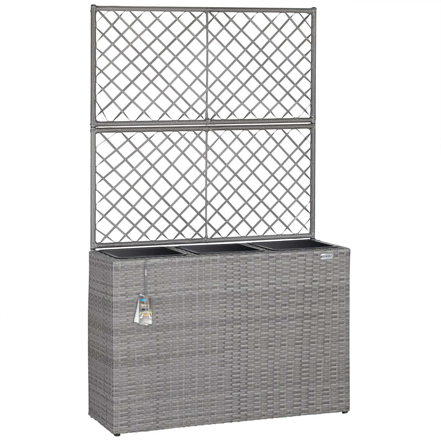 Polyrattan Blumenkasten Mit Rankgitter Grau