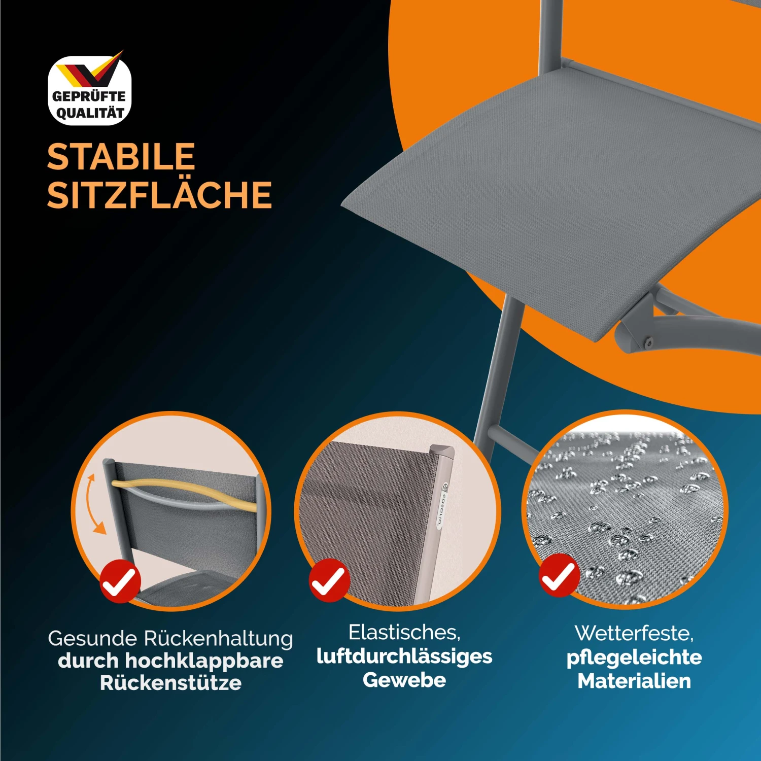 Gartenstuhl 4er-Set Grau – Bild 10