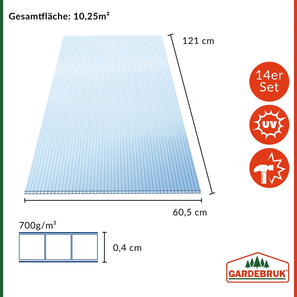 Hohlkammerstegplatten 14er-Set & Gewächshausklammern 50er-Set – Bild 8