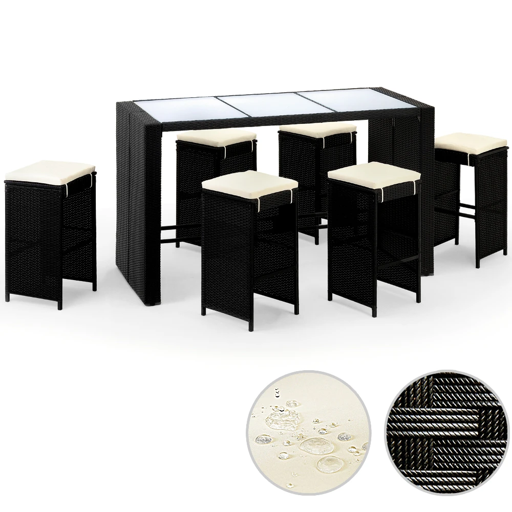 Polyrattan Bar-Set Rio 7-tlg. Schwarz Inkl. Sitzauflagen â Bild 8