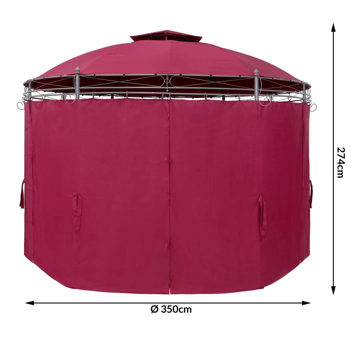 Pavillon Toscana Bordeauxviolett Ø3,5m UV-Schutz 50+ – Bild 6
