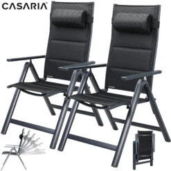 Gartenstuhl Bern Premium 2er-Set Anthrazit Gepolstert