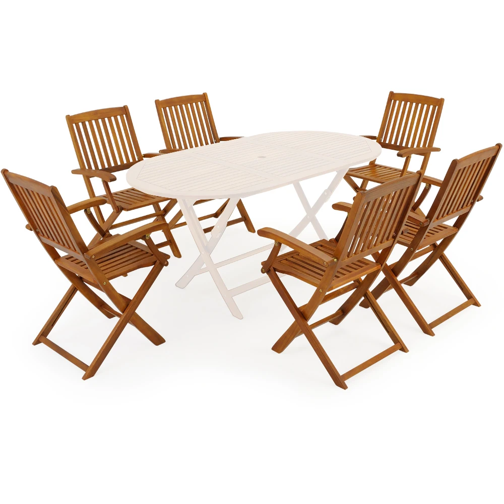 Gartenstühle Boston 6er-Set Akazienholz Klappbar – Bild 4