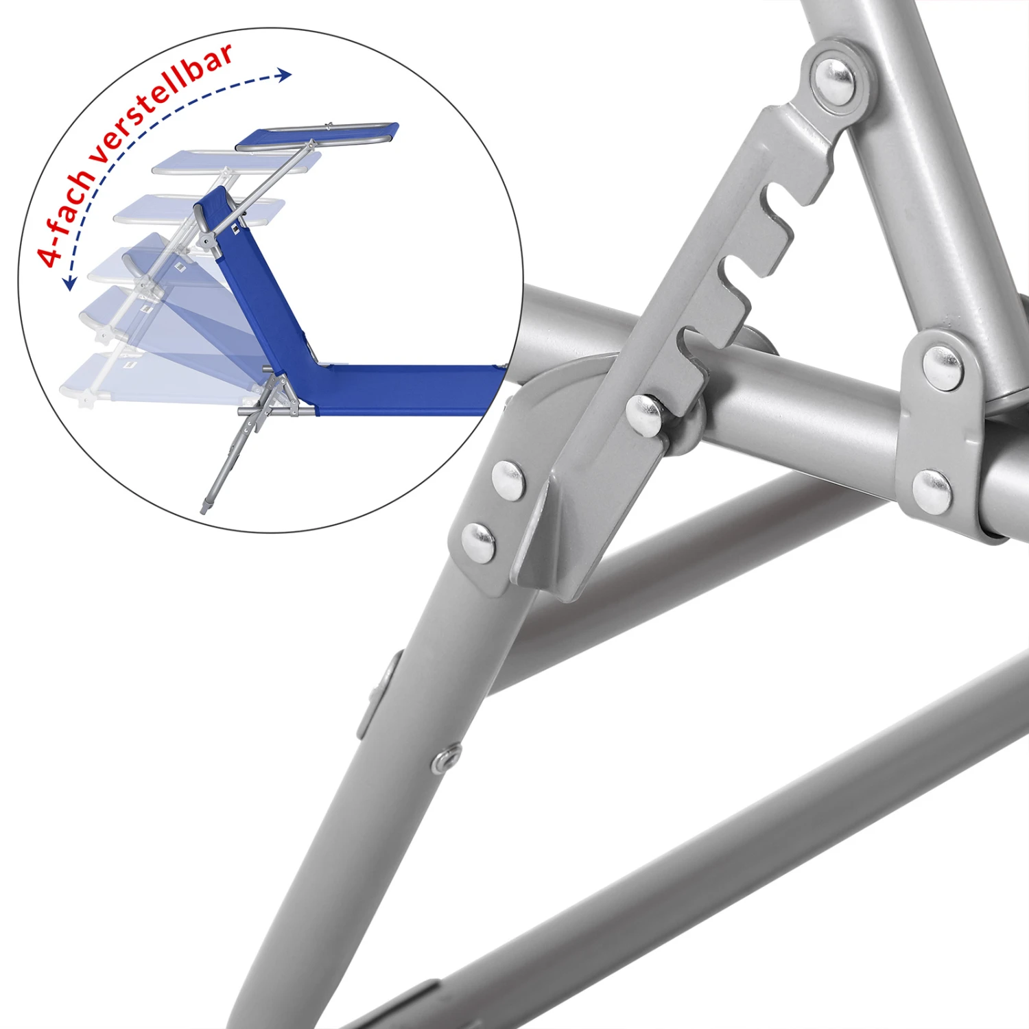 Sonnenliege Hawaii Blau Alu 195x60x30cm – Bild 4