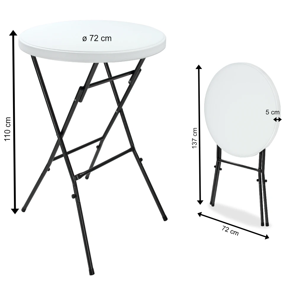 Stehtisch 2er-Set Weiß Kunststoff Ø75cm Klappbar – Bild 4
