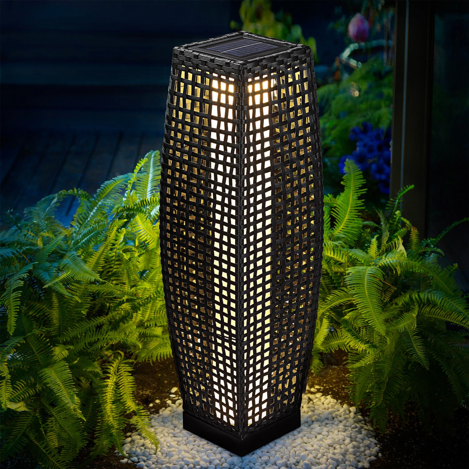 LED Solarleuchte Polyrattan 50cm – Bild 3