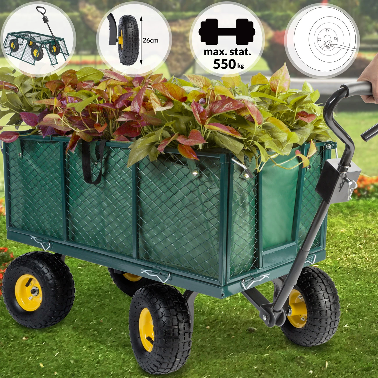 Transportwagen Grün 114x52x64cm 550kg – Bild 7